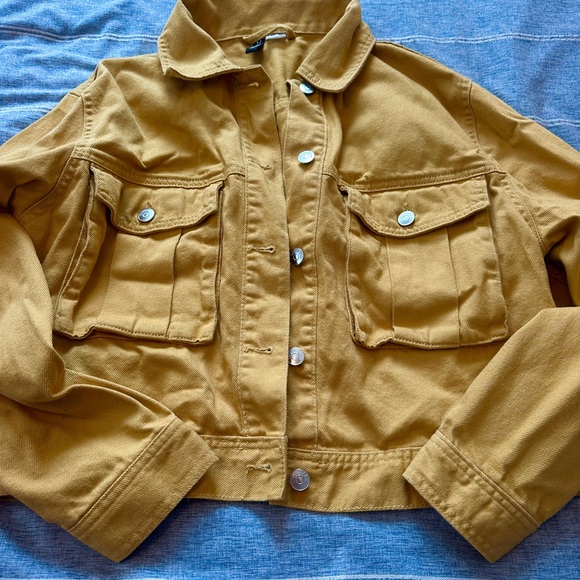 Yellow Cropped Jean Jacket - Picture 3 of 7